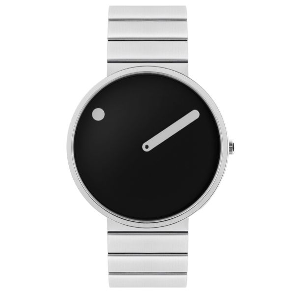 PICTO Watch（ピクトウォッチ）のブラックダイアル / ブラッシュ仕上げスチールブレスレット