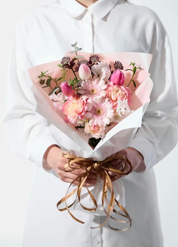 立春の花束 チューリップとガーベラ ピンク S