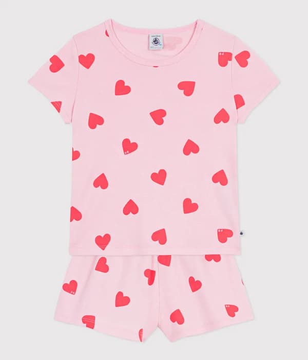 PETIT BATEAU（プチバトー）のハートプリント半袖パジャマ
