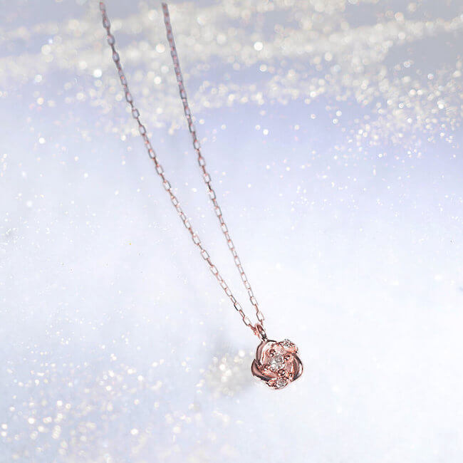 【公式サイト限定】K10 ピンクゴールド ダイヤモンド フラワー ネックレス