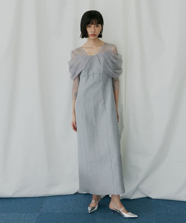 ANDRESD（アンドレスド）のチュール ドレープ ジャカード ドレス