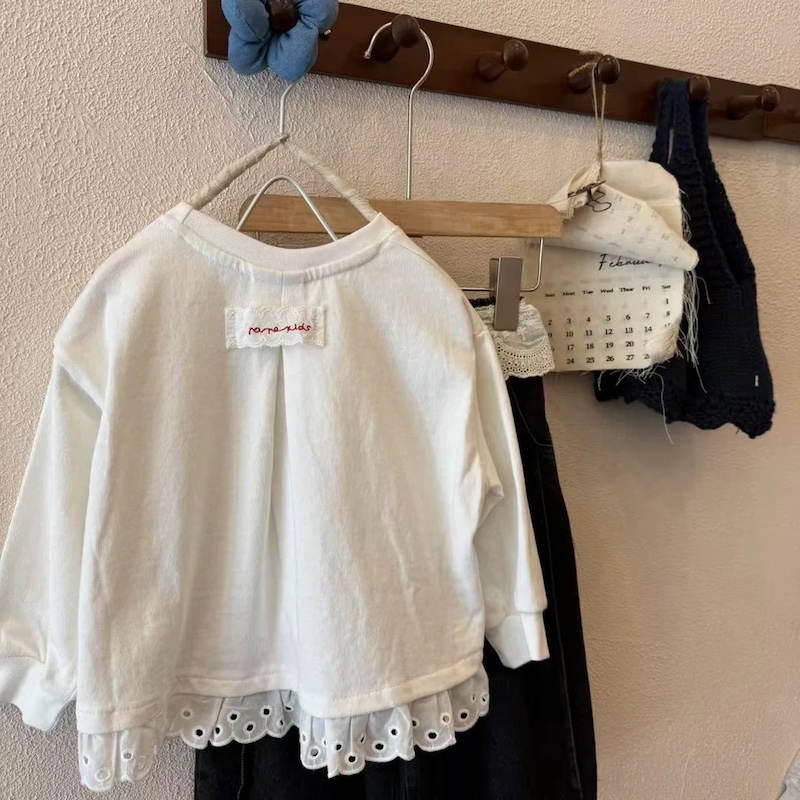 ELMO（エルモ）の【90-140】レースヘムロングTシャツ