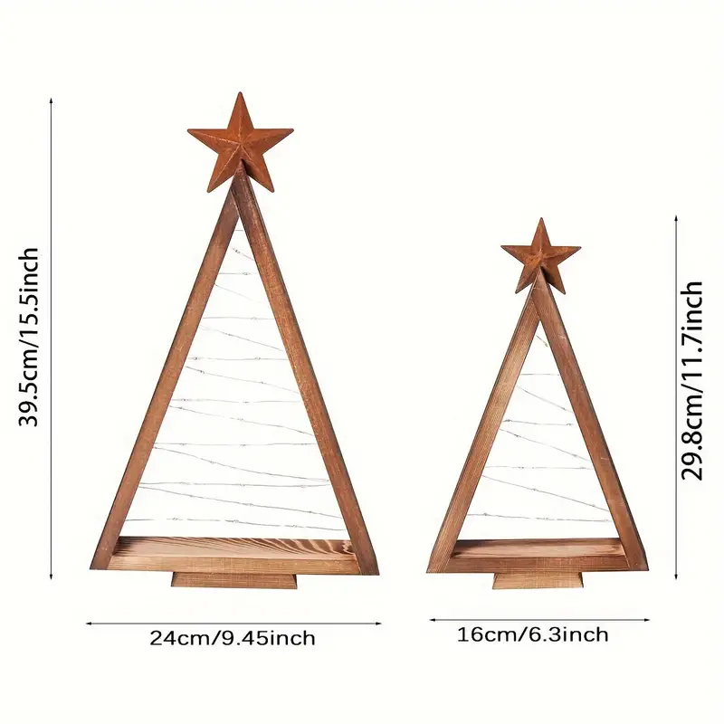 1個のLEDライト付き木製クリスマスツリー