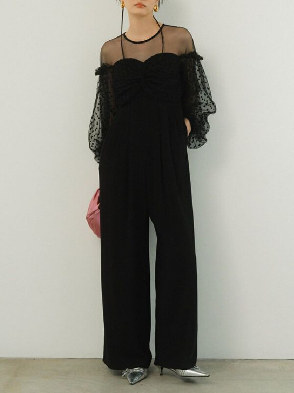 flocky dot pants dress