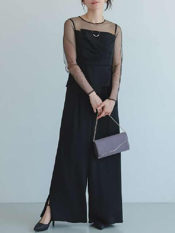 ラップドペプラムパンツドレス