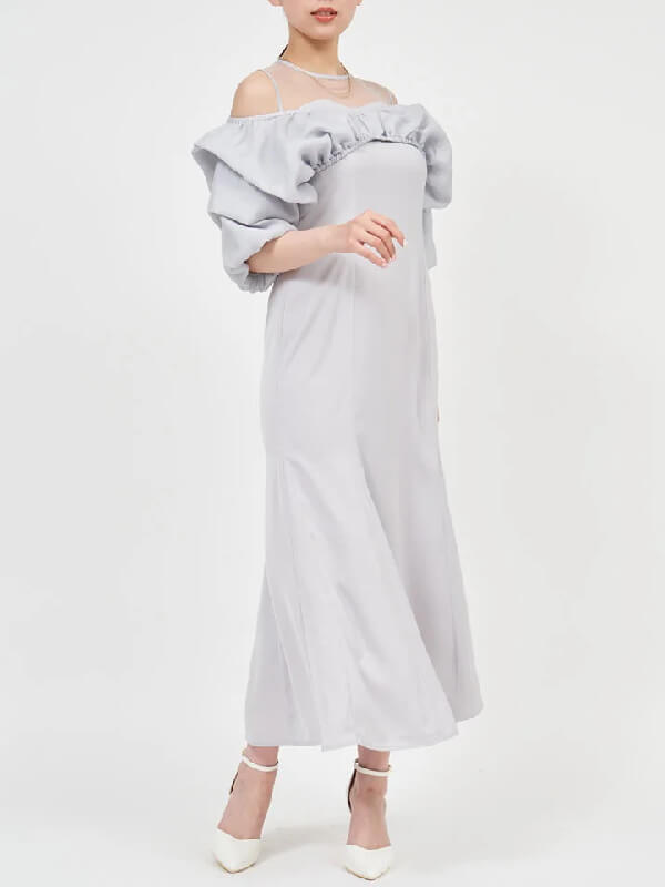 ＜ROYAL PARTY＞ボリュームブラウスレイヤードドレス