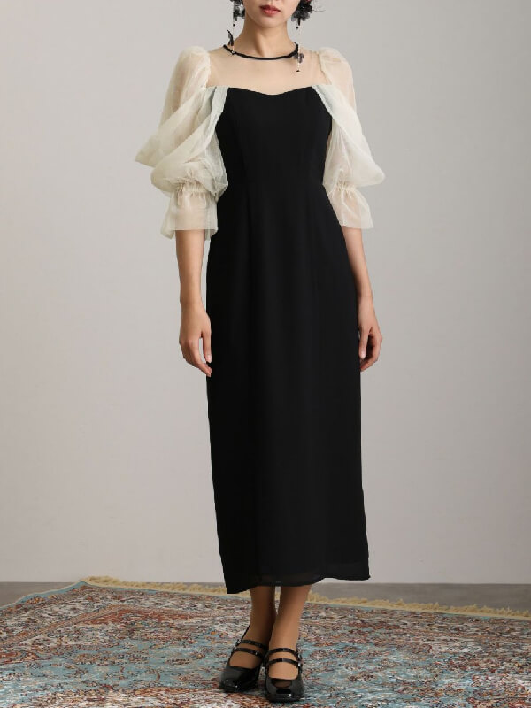 チュールオフショルダードレス